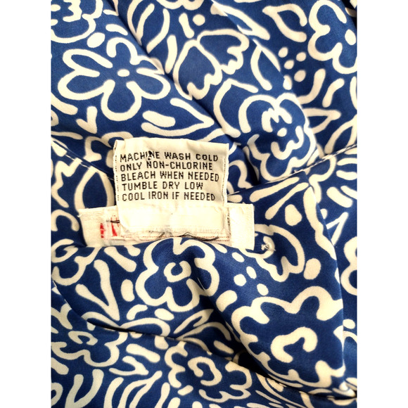 Talbots Dress Blue Floral Dropwaist Pleated Midi Long Sleeves Button Back 12 - Picture 14 of 14